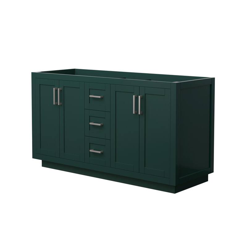 Wyndham Collection Miranda 60" Double Free Standing Vanity Cabinet - Green / Brushed Nickel Hardware