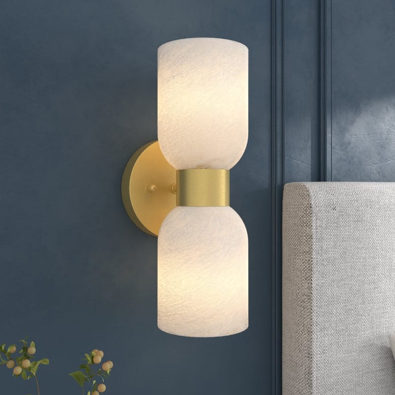 Shuman 2-light Mid-century Modern White Gold Wall Sconce with UL - (BGCA)/SatinBrass