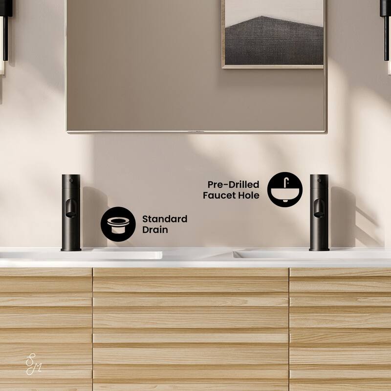 Cascade 48" Wall-Mounted Bathroom Vanity In Natural Oak With Double Basin Sink Top - 48