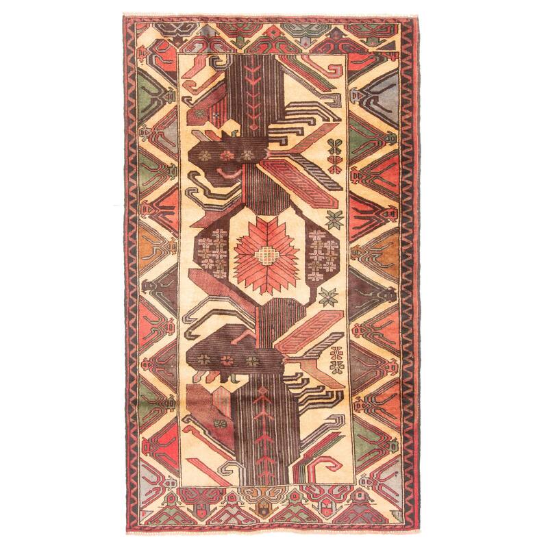 ECARPETGALLERY Hand-knotted Teimani Beige Wool Rug - 3'4 x 6'0