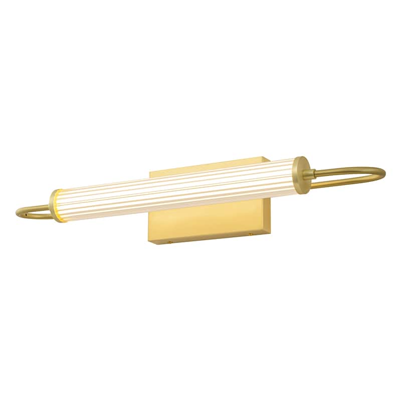 Modern Gold LED Wall Sconce with Cylinder Acrylic Shade Bathroom - W-23.85 in. - W-23.85 in.