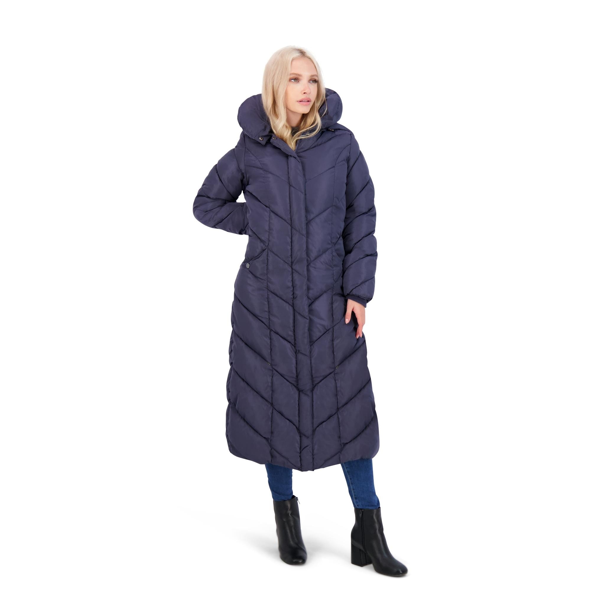 Steve Madden Long Puffer Coat for Women- Fleece Lined Warm Winter Maxi Coat