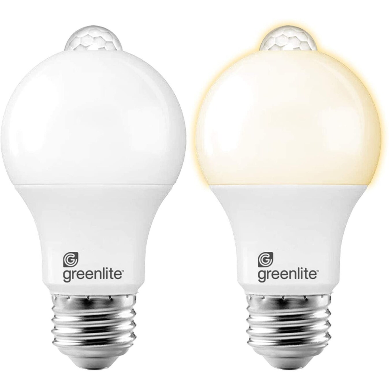 Greenlite A19 Led Motion Sensor Light Bulbs 9w 60w Bright White 3000k 800 Lumens Damp Rated Ul Listed E26 2 Pack Overstock 32008277