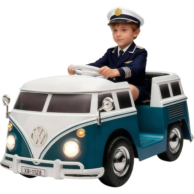 6V Electric Ride on Car, Licensed Volkswagen Ride on Bus for Kids, Pink - Blue