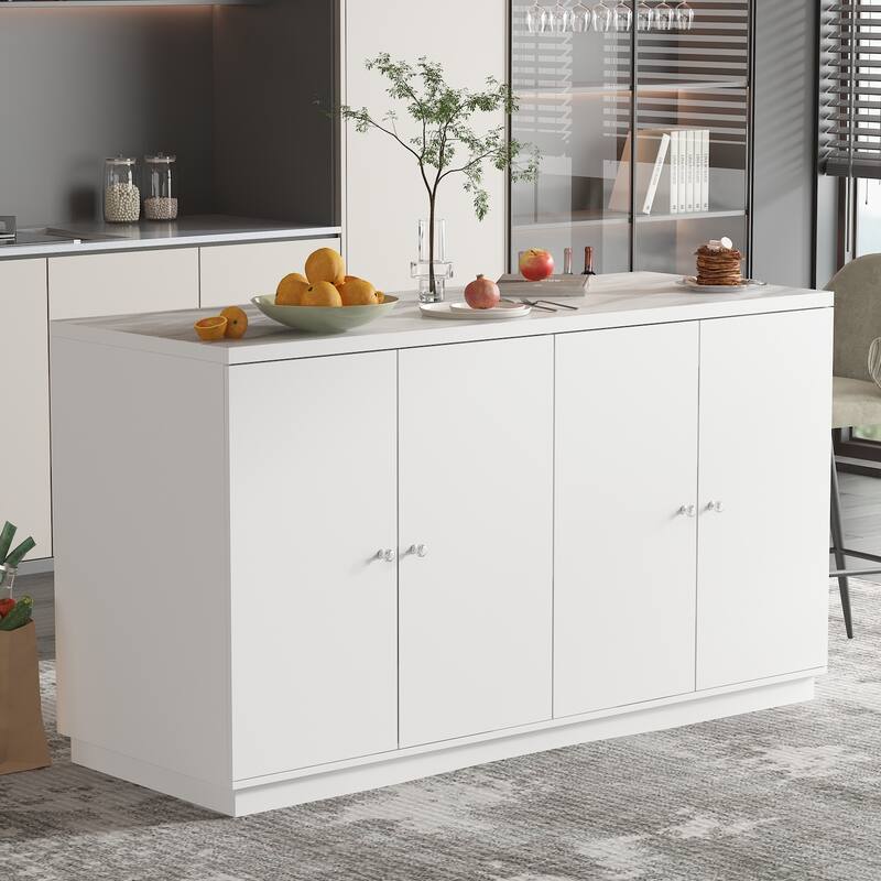 White Sideboard with Ample Organizing Compartments for the Modern Home - 63"
