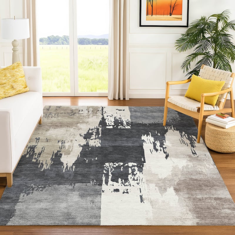 Machine Washable Indoor/ Outdoor Contemporary Fusion Chantille Rug