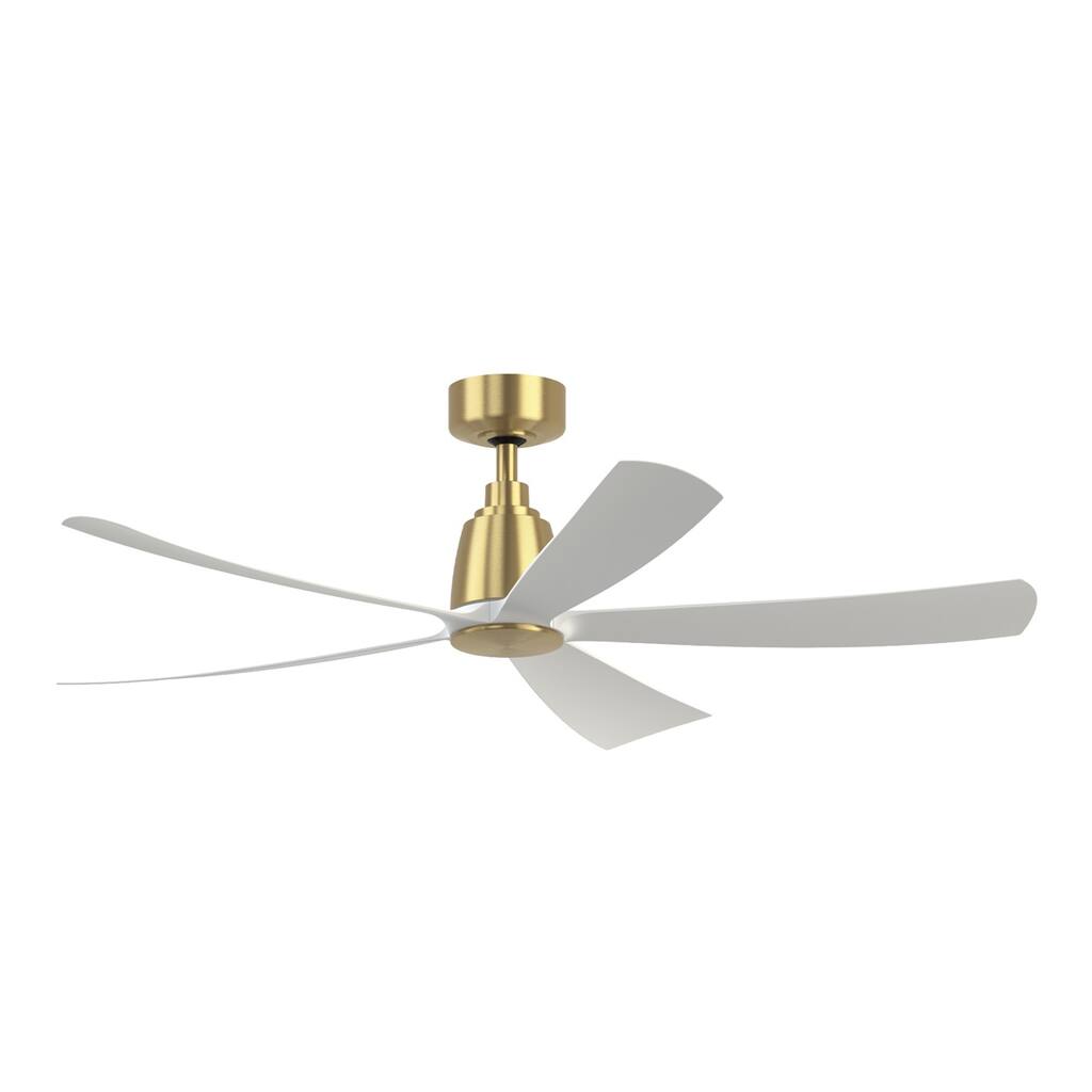 Fanimation Kute5 52 inch Indoor/Outdoor Smart Ceiling Fan with Remote - Brushed Satin Brass & Matte White