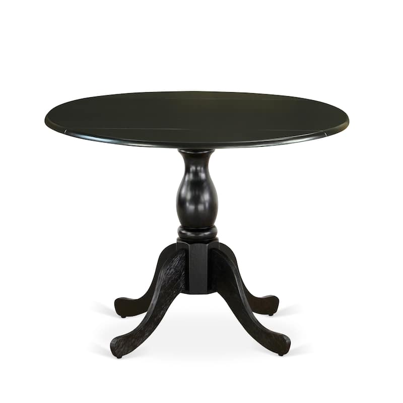 East West Furniture Dining Set Includes a Round Table and Stackable Kitchen Chairs, Black (Pieces & Seat Type Options)