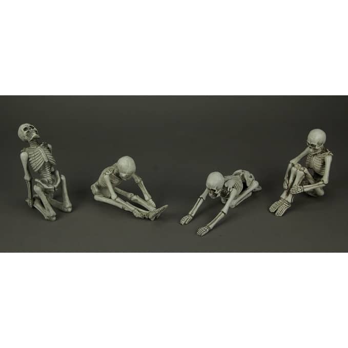 Bone Stretchers Zen Yoga Meditating Skeleton Figurines Set Of 4 - 3.25 X 8 X 2.5 inches