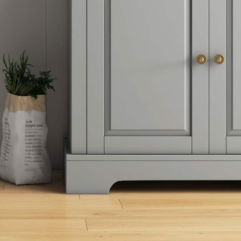 HOMCOM Sideboard Buffet Cabinet, Modern Kitchen Cabinet with 2 Drawers and Adjustable Shelves, Coffee Bar Cabinet, Gray