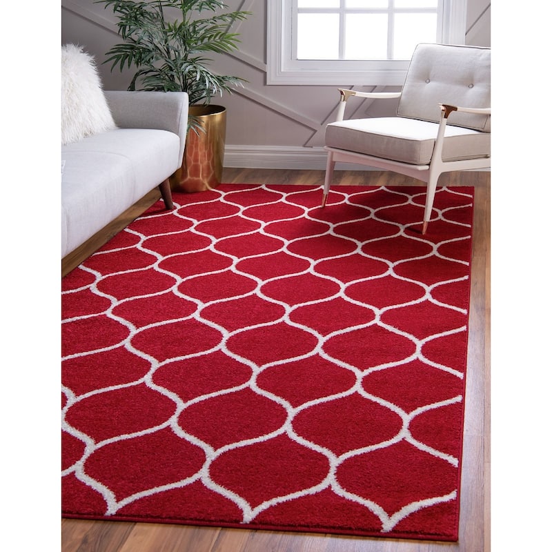 Contemporary Rosilan Collection Area Rug - 6'x9' - Red
