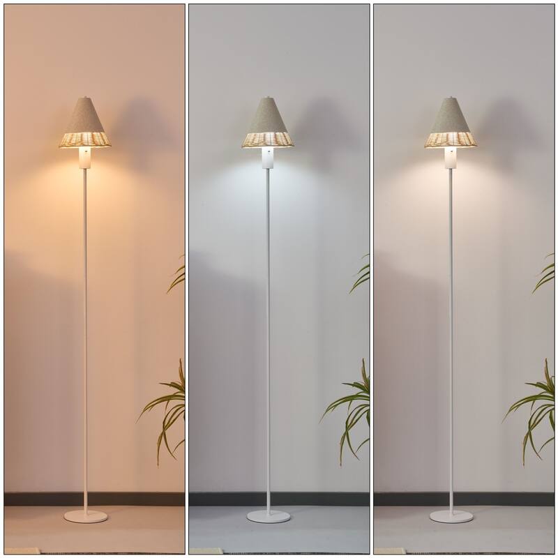 Rechargeable Linen and Rattan Floor Lamp
