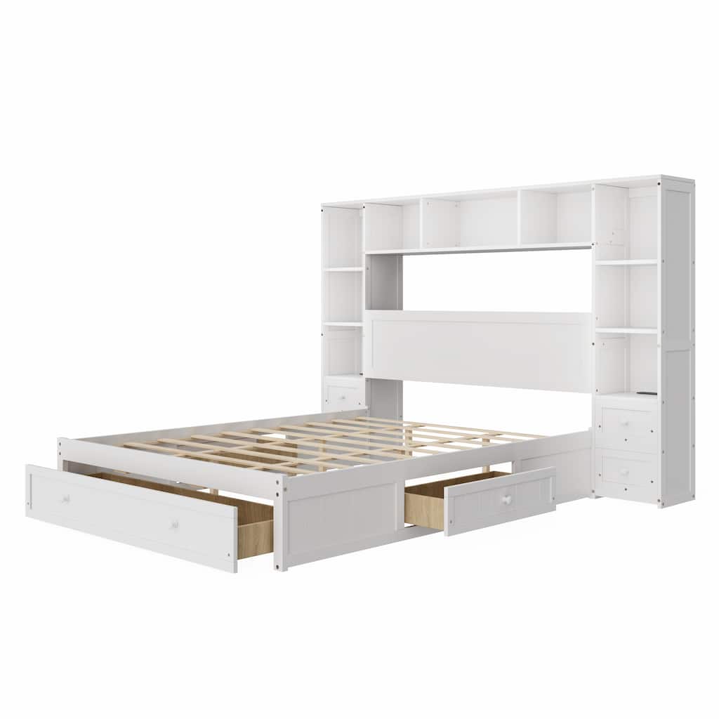 Queen Size Pine Wood Platform Bed