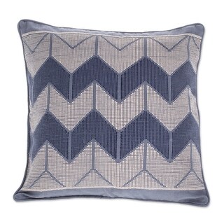 thumbnail image 2 of Kibui Chevron Cushion Cover – 45x45cm, 100% Cotton, Light Grey & Green, Zip Closure 2 of 6