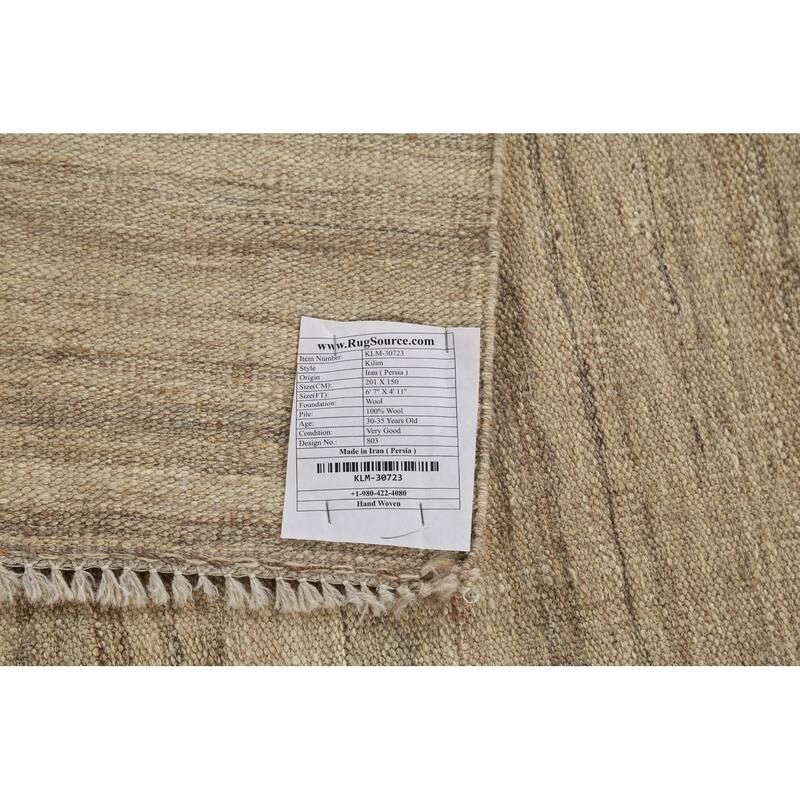 Kilim Persian Vintage Area Rug Flatweave Wool Carpet - 4'11"x 6'7"