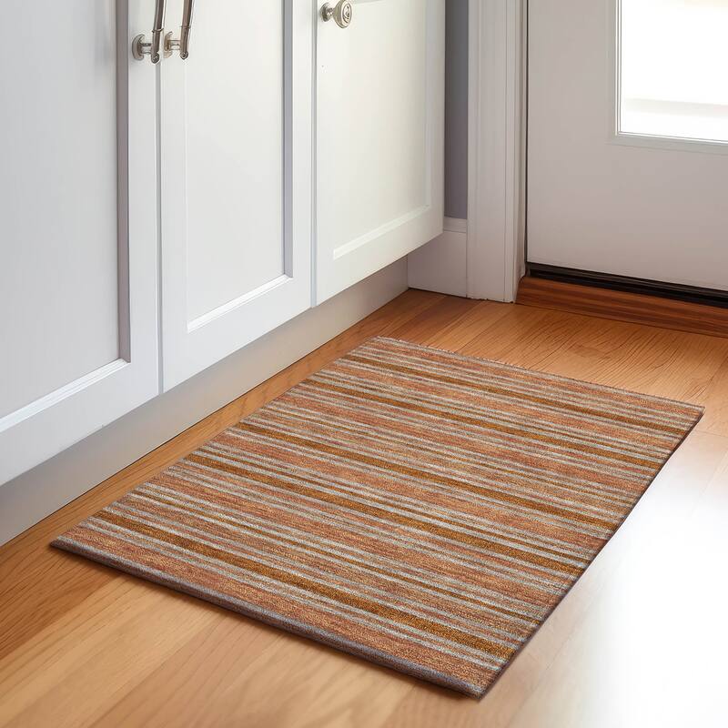 Premium Washable Super Soft Modern Cabana Stripe Mayfield Rug - Paprika - 1' 8" x 2' 6" - Rectangle