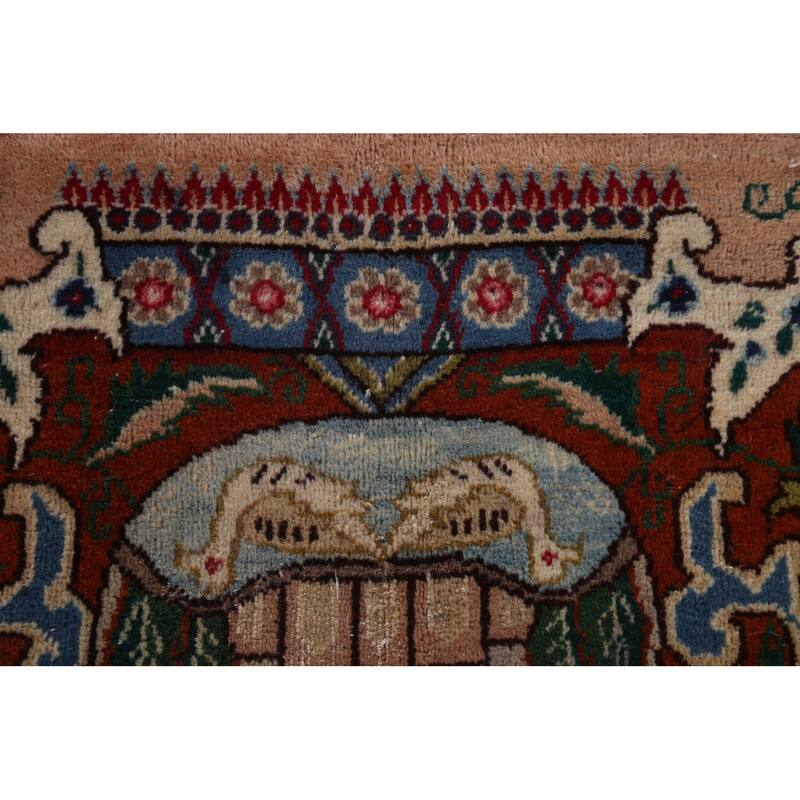Animal Pictorial Kashmar Persian Area Rug Hand-knotted Wool Carpet - 9'7" x 12'6"