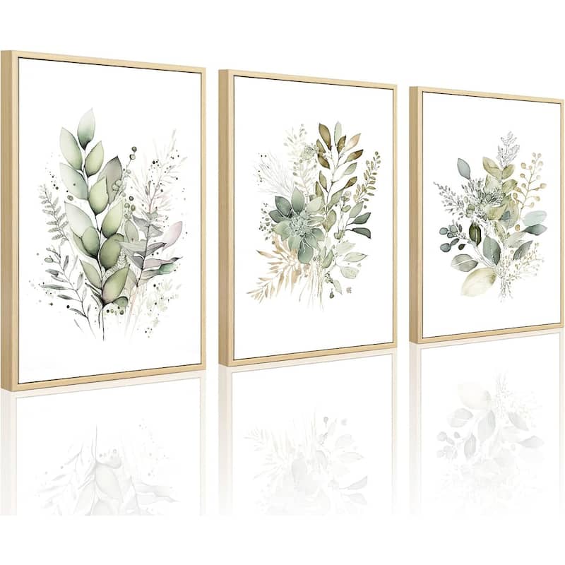 Floral Canvas Wall Decor Prints Sage Green Wildflower Wall Art - 16 x 24