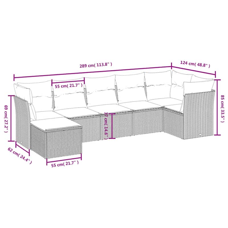 vidaXL Garden Sofa Set Beige/Black/Brown/Grey