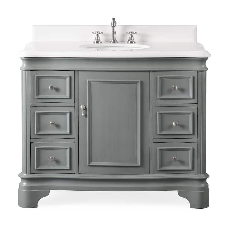 42" Benton Collection Modern Style Sesto Grey Bathroom Vanity - Grey - Painted - Single Vanities