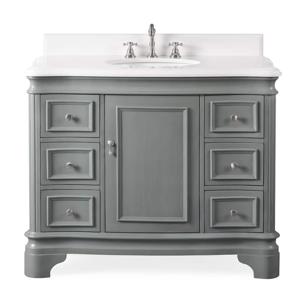 42" Benton Collection Modern Style Sesto Grey Bathroom Vanity