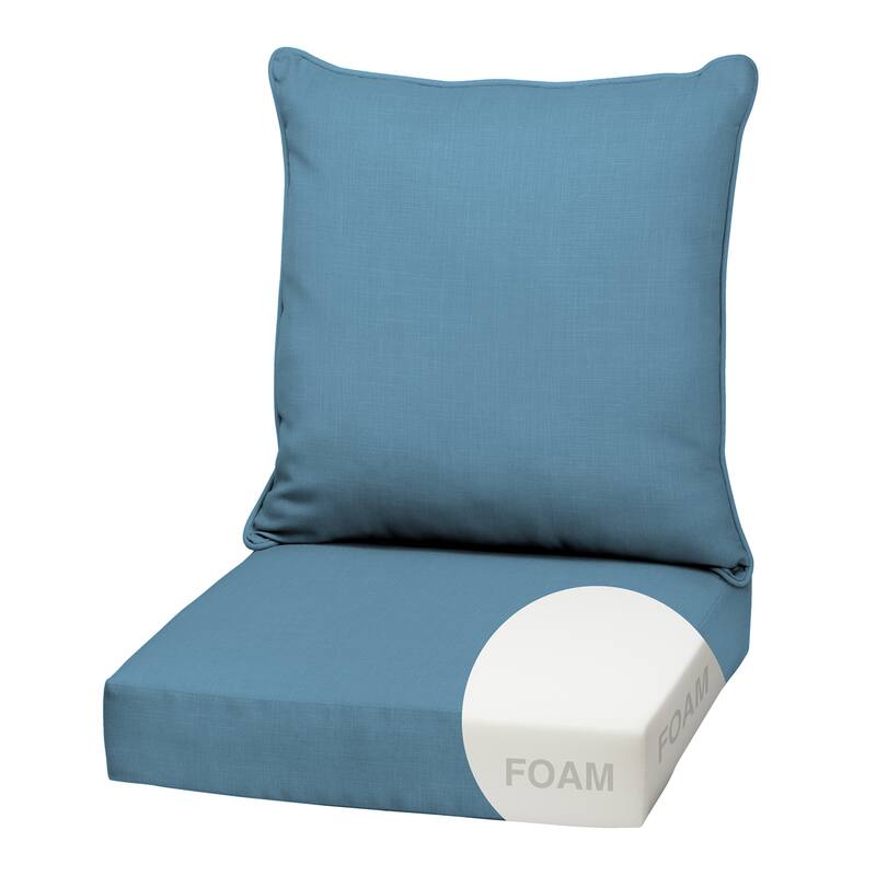 ARDEN Outdoor Foam Deep Seat Cushion Set, 22 in x 24 in - French Blue Texture