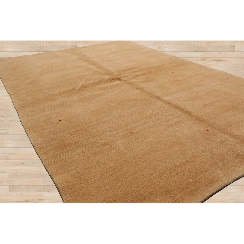 Hand Knotted Red, Tan Tibetan Wool Traditional Oriental Area Rug - 4' x 6'