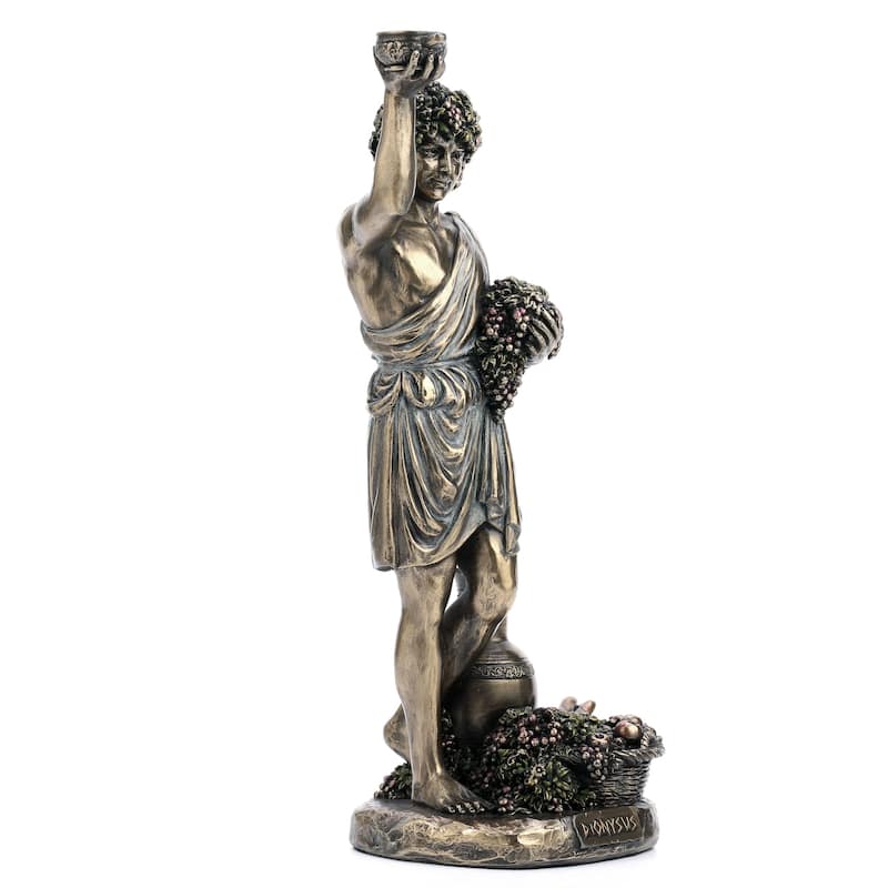11.02" H DIONYSUS HOLDING GRAPE - GREEK GOD OF WINE Cold Cast Bronze - 3.94"x5.31"x11.02"