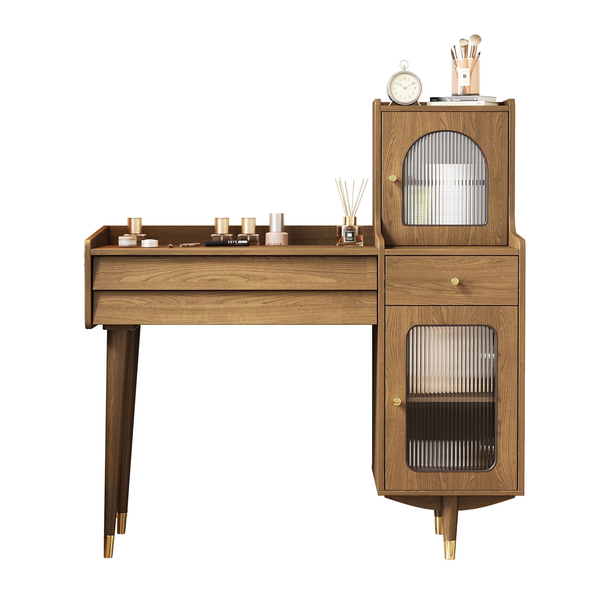 JASIWAY Modern Simple Makeup Vanity Dressing Table, Coffee