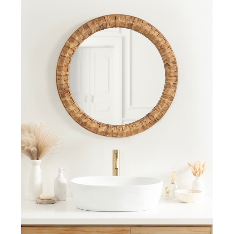 Kate and Laurel Laalima Woven Round Mirror - 26x26