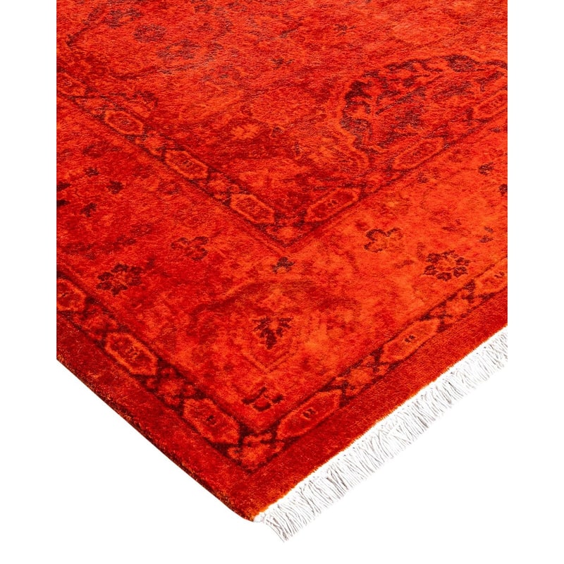 Contemporary Overdyed Wool Hand Knotted Area Rug - 4' 1" x 6' 0"
