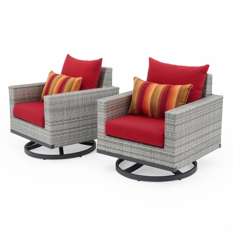 Milo Gray 7 Piece Sunbrella Outdoor Patio Motion Fire Set