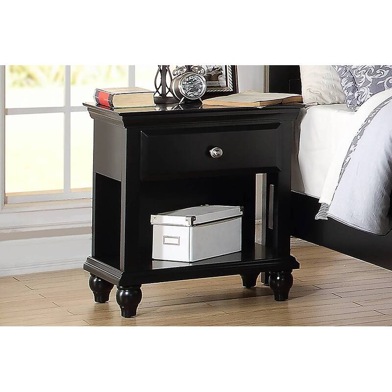 Modern Bedroom Nightstand White Color Wooden 1 Drawers