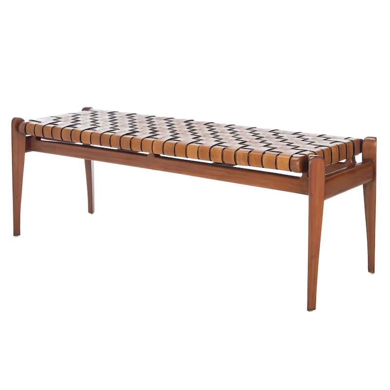 SAFAVIEH Couture Ciresila Leather Bench - 50.8" W x 16.5" D x 18.1" H - 51Wx17Dx18H