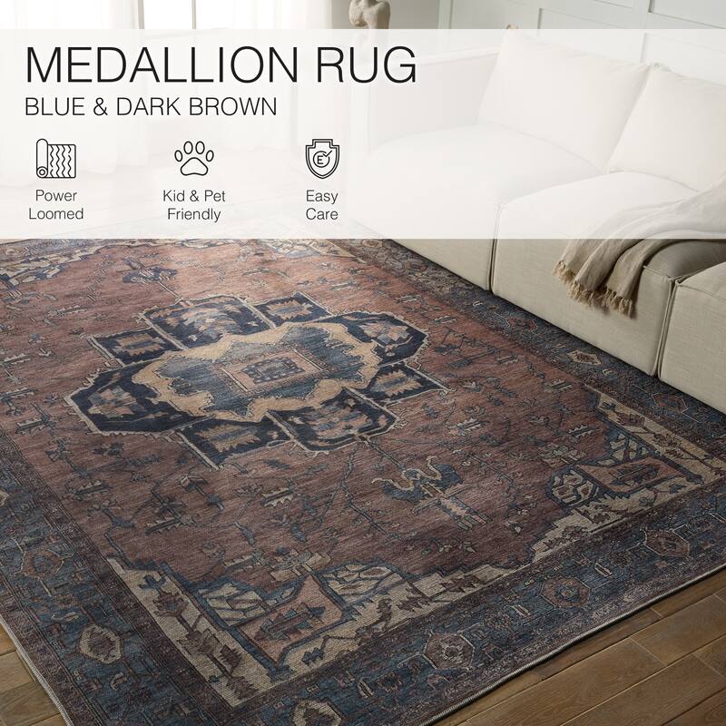 Barrymore Machine Washable Medallion Area Rug