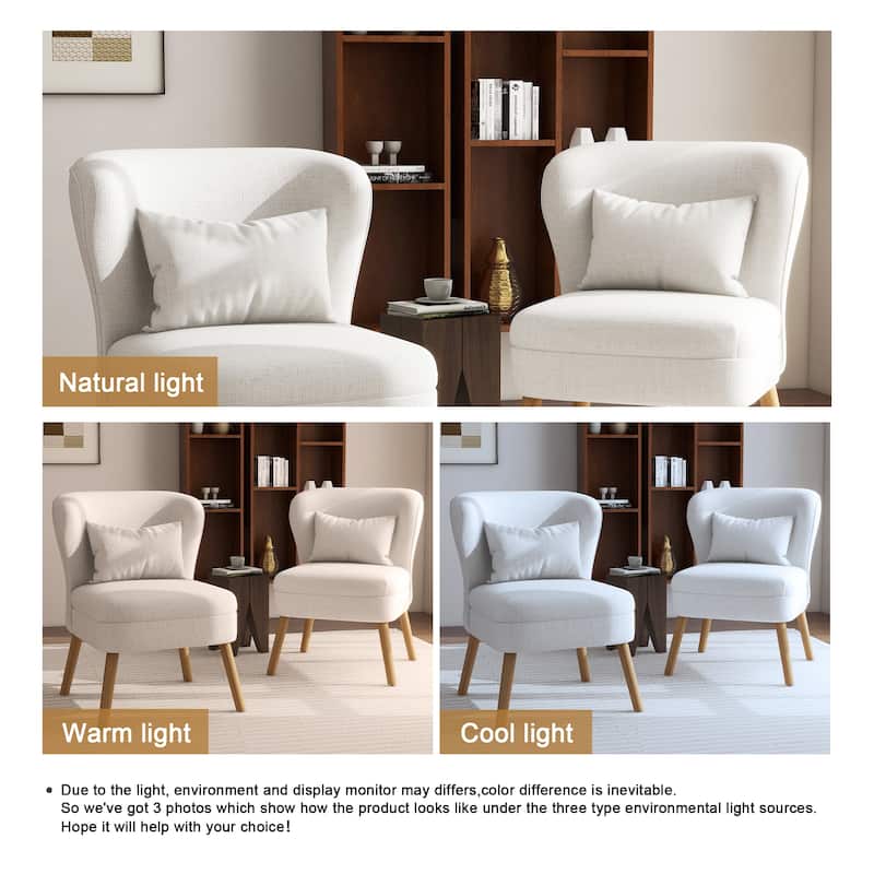 2 Set Upholstered Accent Chair Armchair Linen Side Chair