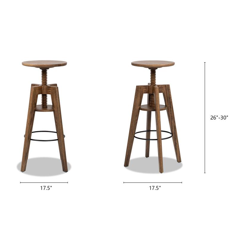 Oak Wood Adjustable Bar Counter Stool