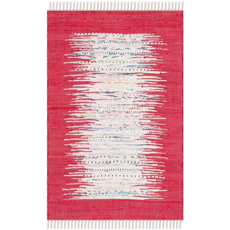 SAFAVIEH Handmade Flatweave Montauk Sidney Cotton Rug - 2'6" x 4' - Ivory/Red