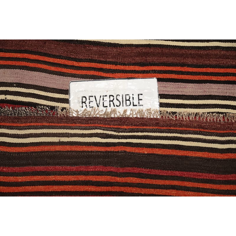 Hand Woven Oriental 100% Wool Carpet Southwestern Geometric Multi-Colored Kilim Area Rug - 10' 2'' X 4' 8''