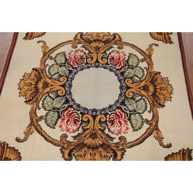 Aubusson Oriental Area Rug Handmade Wool Carpet - 8'2"x 9'2"