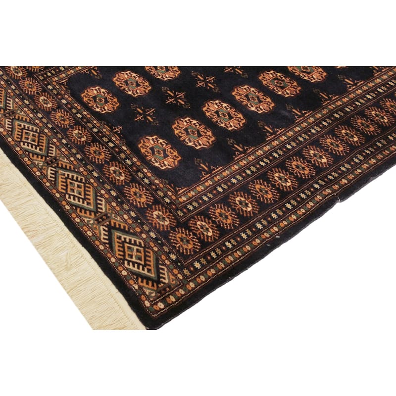 Rustic Bokhara Porter Blue/Blue Hand Knotted Wool Rug - 4'3'' x 5'3''