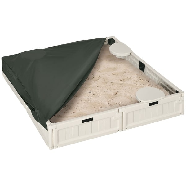 slide 2 of 9, Outsunny Kids Outdoor Sandbox with Cover Garden Bed, Easy Assembly Children's Square Sandbox for Backyard White