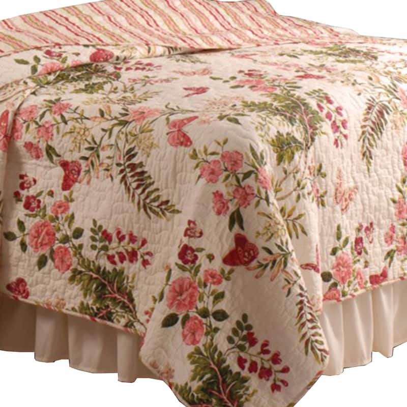 Atlanta Fabric 2 Piece Twin Size Quilt Set with Butterfly Prints,Multicolor