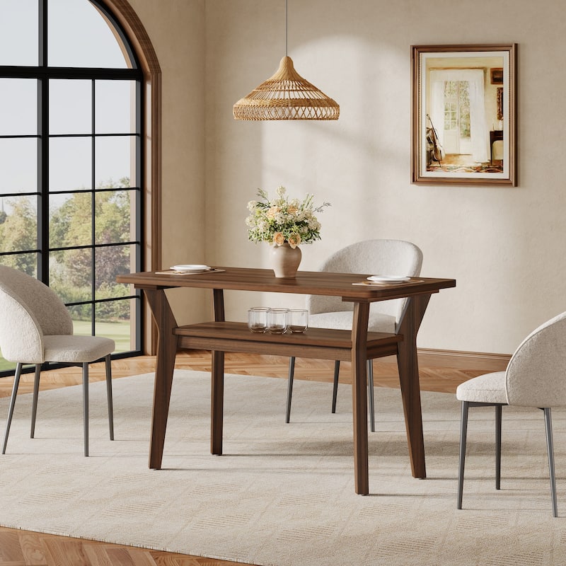 Small Farmhouse Dining Table with Solid Wood Legs
