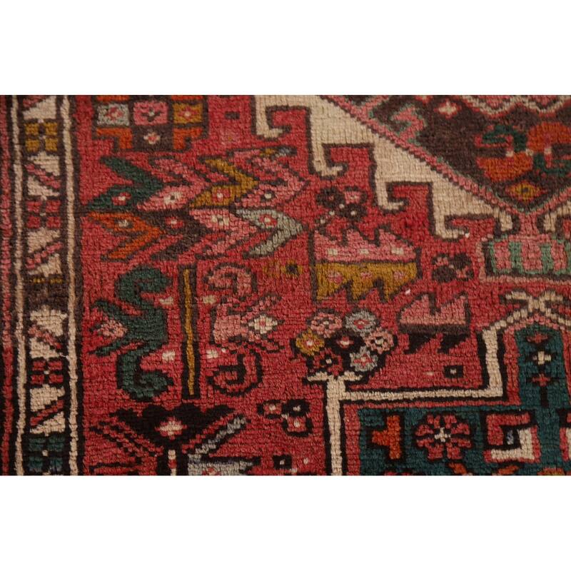 Pink Gharajeh Persian Vintage Runner Rug Handmade Tribal Wool Carpet - 3'2"x 12'9"