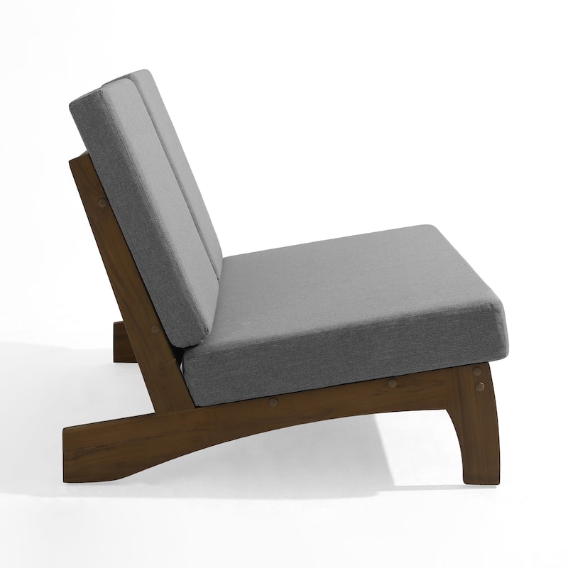 Outdoor Acacia Club Chair Set Loveseate with Weather-Resistant Cushions