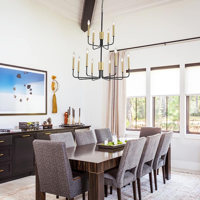 2-Tier Candle Style Chandelier Farmhouse Light Fixture for Living Room Kitchen Island Bedroom Entryway - N/A