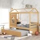 preview thumbnail 2 of 25, Twin House Bed with Trundle & Guardrail