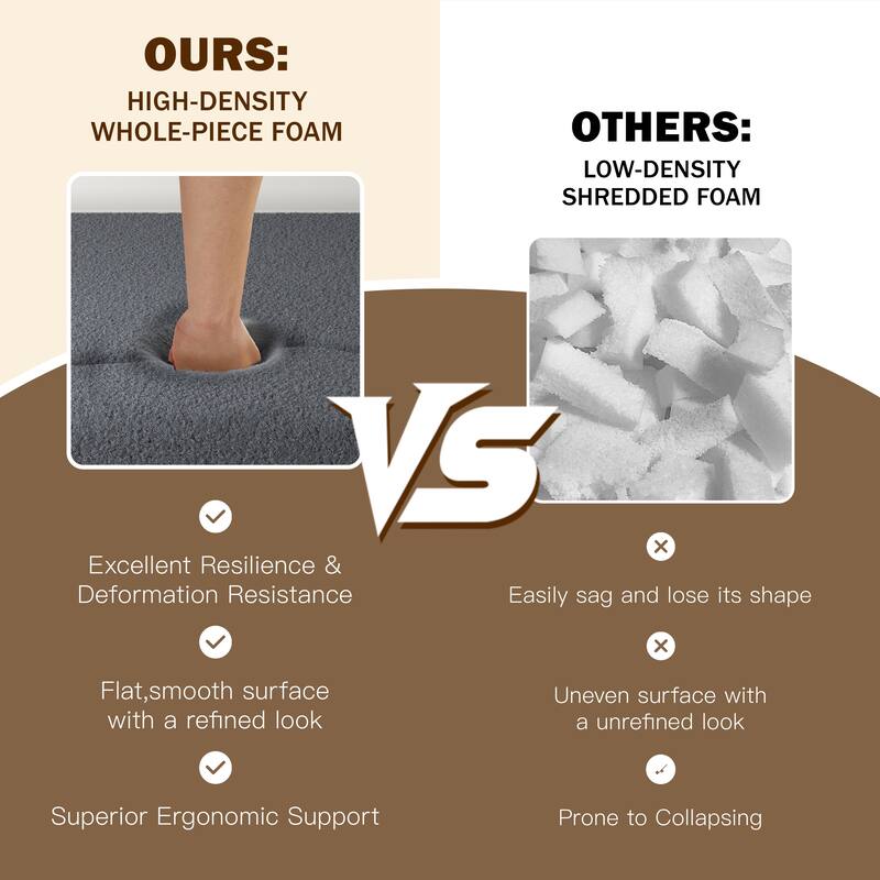 Anmytek Convertible Teddy Fabric Floor Sofa Bed Twin Size Folding Mattress with 2 Pillows Dark Grey