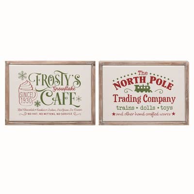 Transpac Wood Jingle Wall Decor Set of 2 Christmas Home Decorations